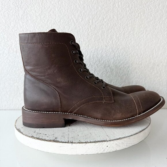 NEW Lane Mens Brown Ankle Boots Size 10 Lace-up Casual Genuine Leather Sole - Picture 2 of 12